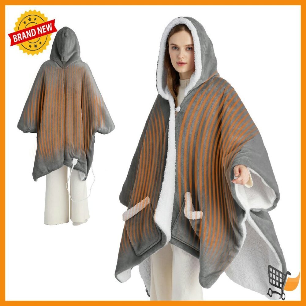 Heated Wearable Blanket Shawl with 6 Heat Settings & Auto Shut-Off